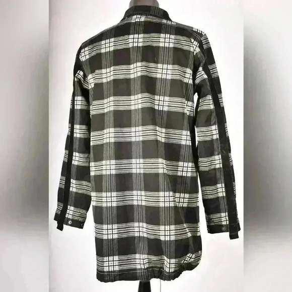 PUMA x RHUDE Black White Check Cotton Stretch Velvet Long Raincoat Jacket  Small - Picture 3 of 12